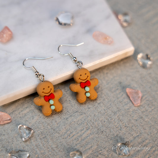 Ginger Bread Man (Green Button) | Earrings