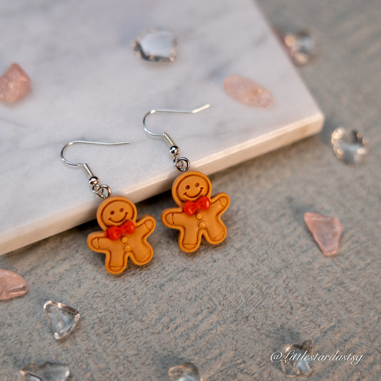 Ginger Bread Man (Red Bow) | Earrings