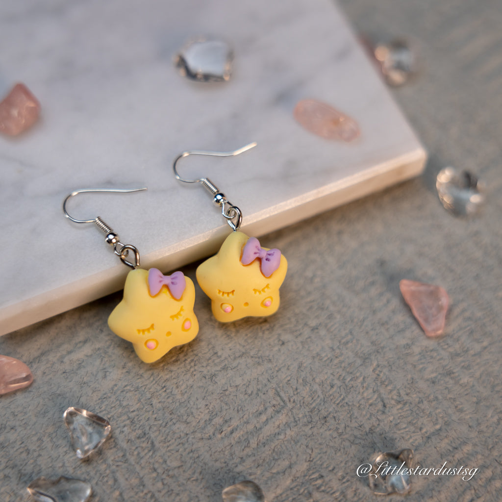Sleepy Star (Purple Ribbon) | Earrings