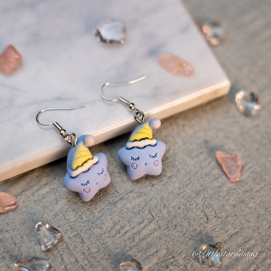 Sleepy Purple Star (Yellow Hat) | Earrings