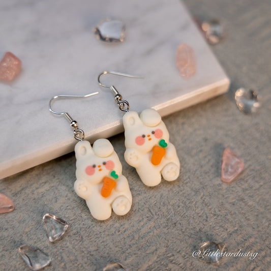 Blushing White Bunny (Carrot Edition) | Earrings