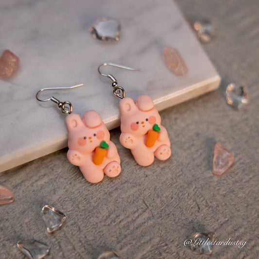 Blushing Pink Bunny (Carrot Edition) | Earrings