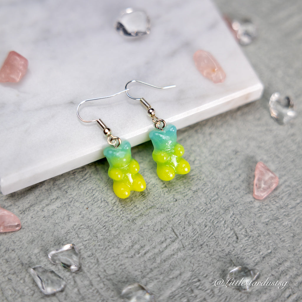 Crystal Bear (Green.& Yellow) | Earrings