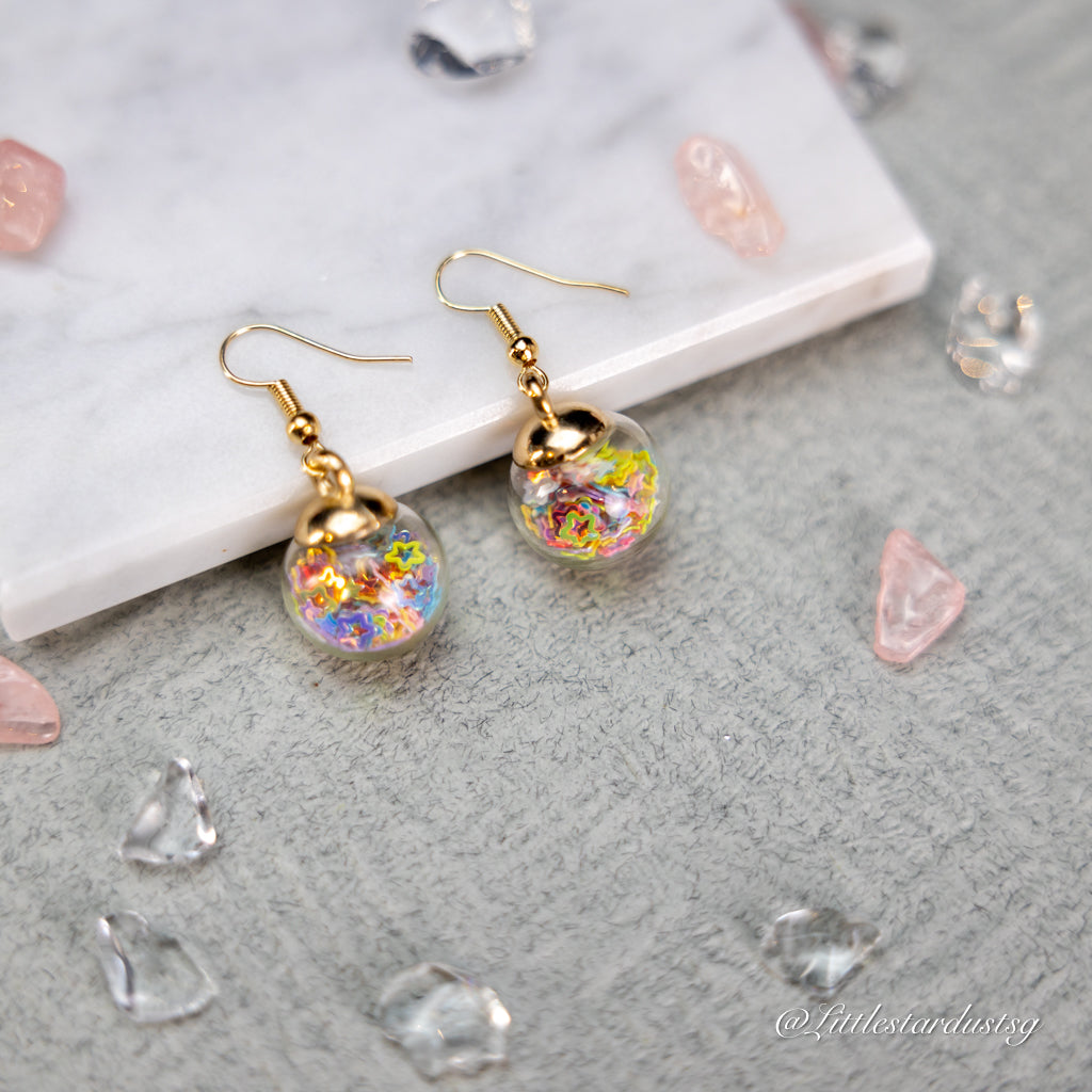 Crystal Globe (Hollow Rainbow Star) | Earrings