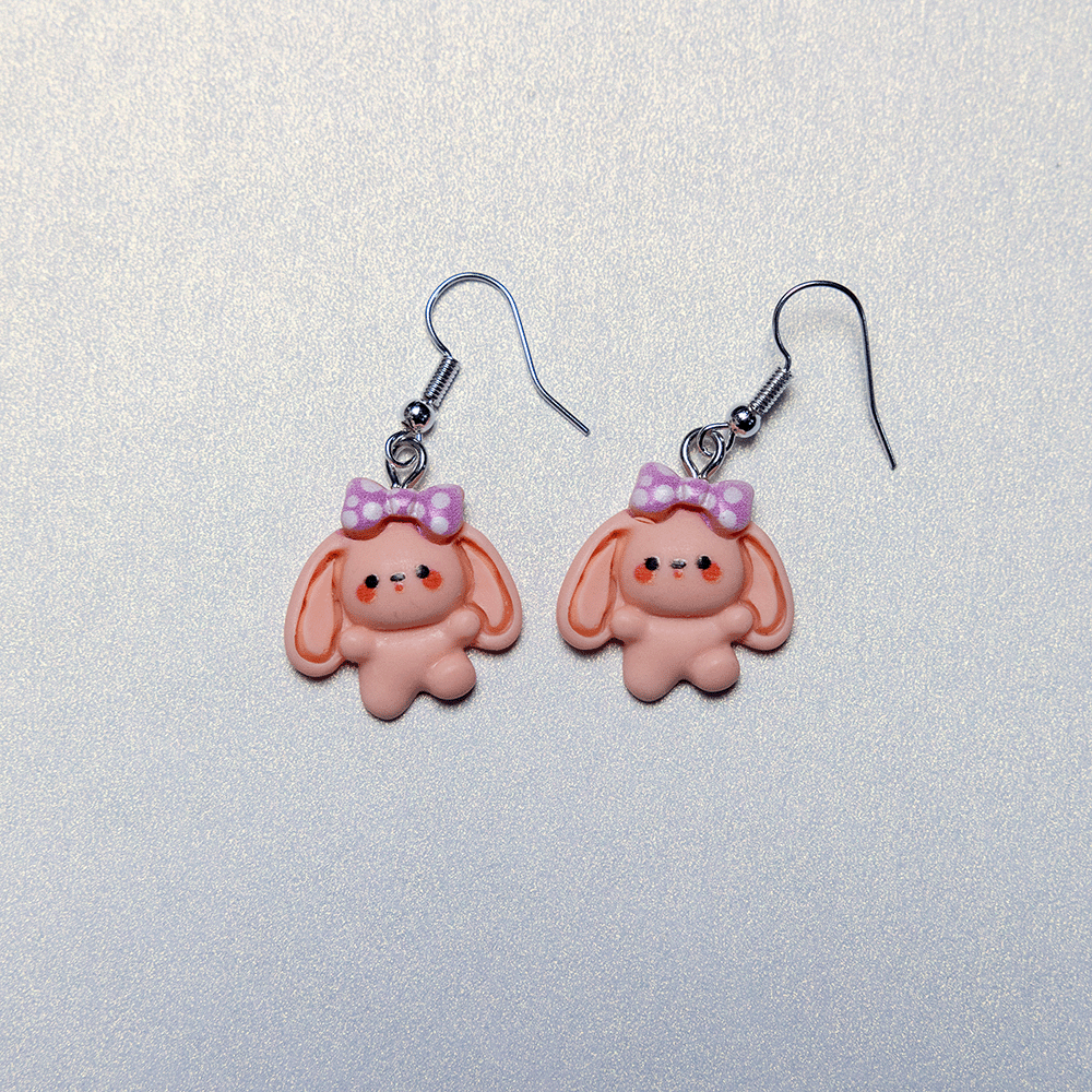 Pink Ribbon Rabbit | Earrings