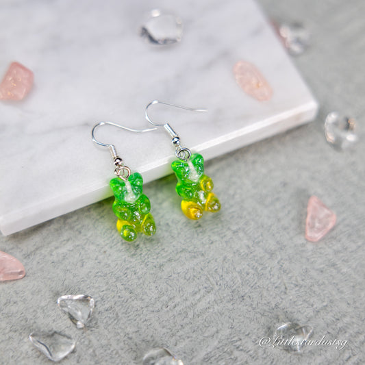 Crystal Bear (Green & Yellow) | Earrings