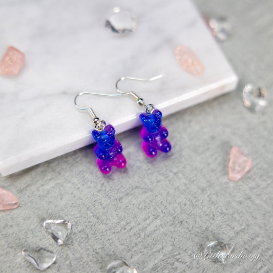 Crystal Bear (Purple & Pink) | Earrings