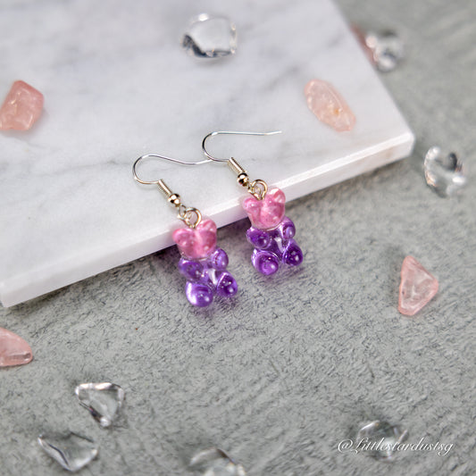 Crystal Bear (Pink Purple) | Earrings