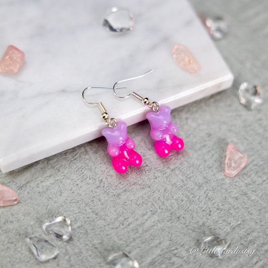 Crystal Bear (Light Purple & Pink) | Earrings