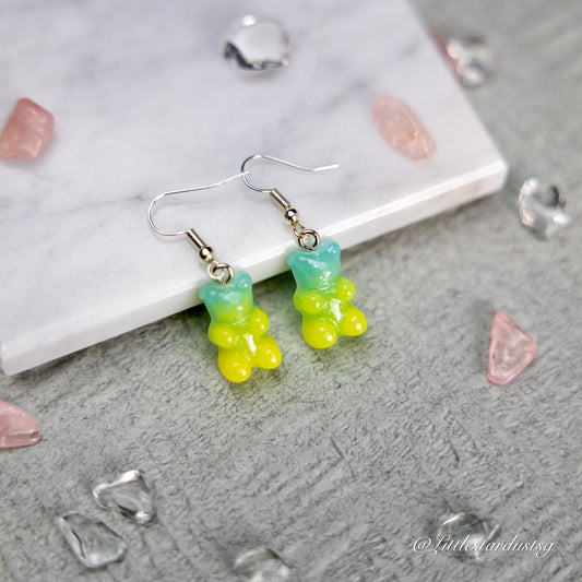 Crystal Bear (Green.& Yellow) | Earrings