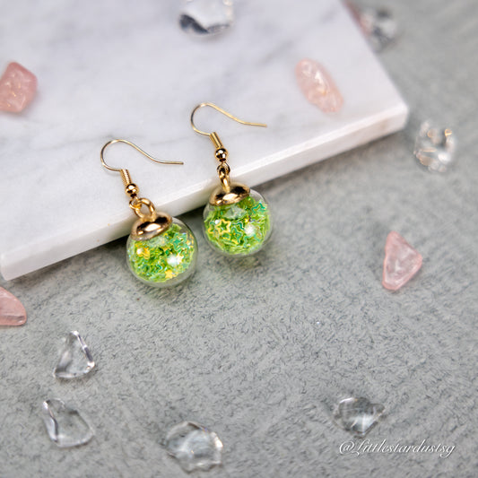 Crystal Globe (Nature Green) | Earrings